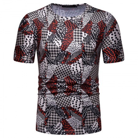 New Summer Men's Ethnic Style Printed Short-Sleeved T-Shirt